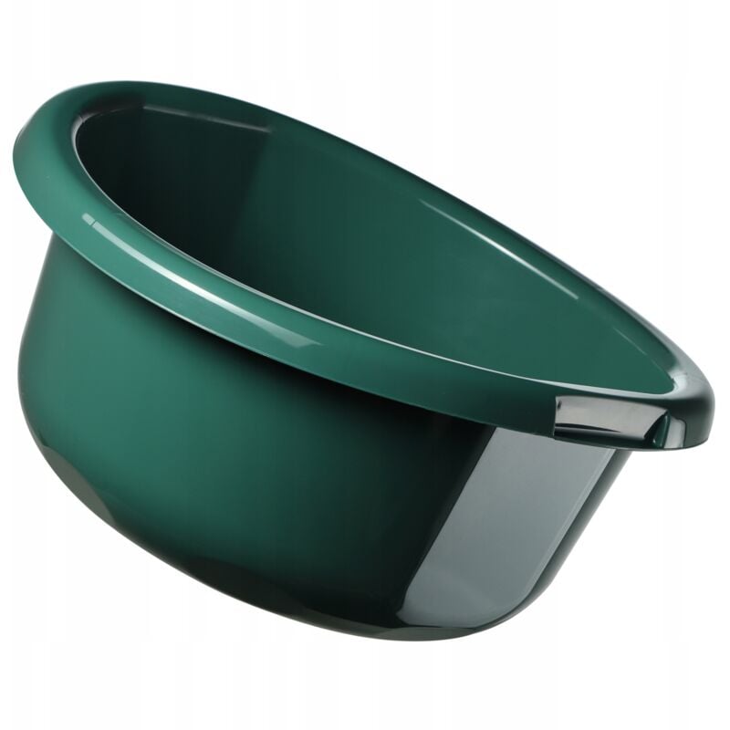 foto del prodotto bacinella in plastica per lavare a mano panni e stoviglie, caratterizzata da forma rotonda e manici ergonomici (30l, verde) - kadax