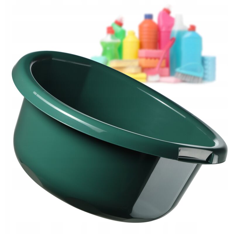 foto del prodotto bacinella in plastica per lavare a mano panni e stoviglie, caratterizzata da una forma rotonda e manici ergonomici 15l, verde kadax