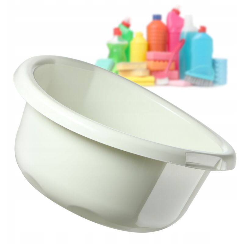 foto del prodotto bacinella in plastica per lavare a mano panni e stoviglie, caratterizzata da una forma rotonda e manici ergonomici 20l, crema kadax