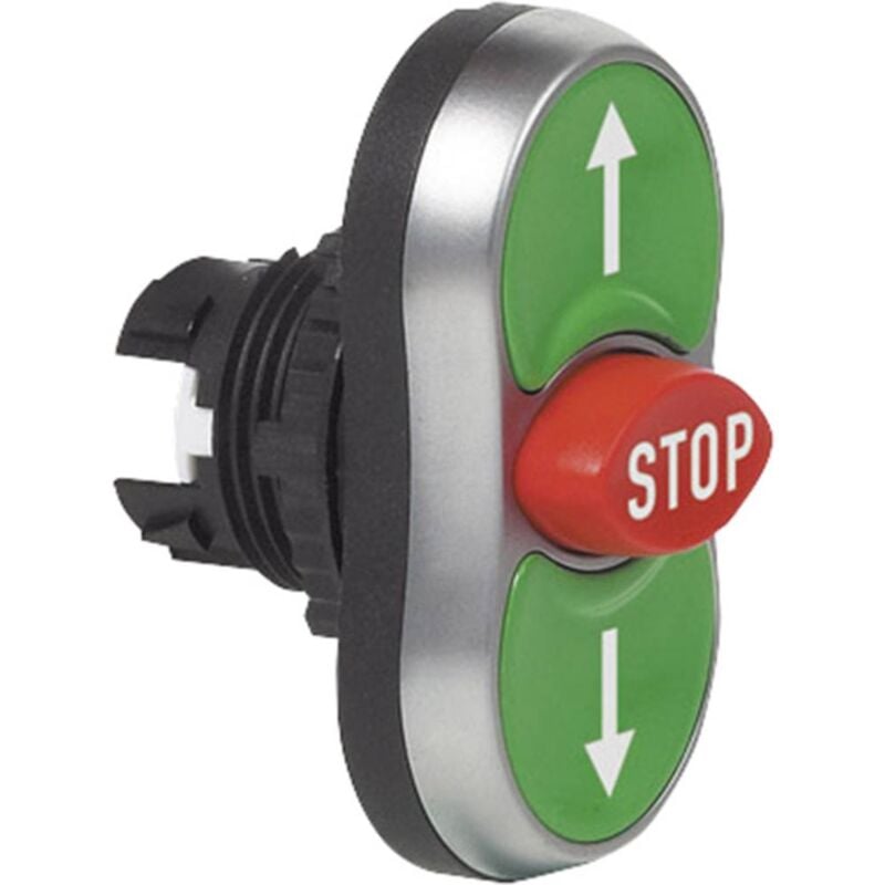 foto del prodotto baco ba223987 l61ba22 pulsante triplo anello frontale in plastica, cromato verde, rosso, verde 1 pz.