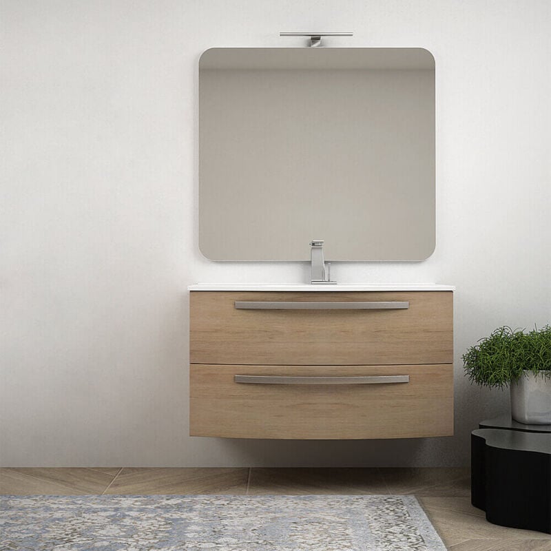 foto del prodotto baden haus mobile bagno rovere tabacco 100 cm sospeso bombato modello berlino senza specchio e senza colonna