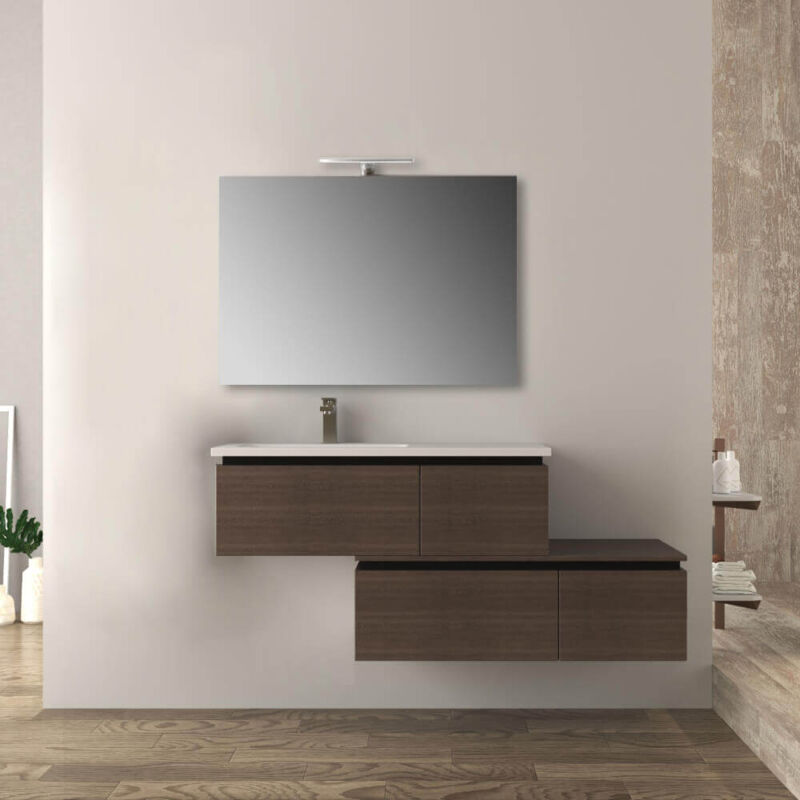 foto del prodotto baden haus mobile da bagno 140 cm sospeso moderno rovere scuro soft slide