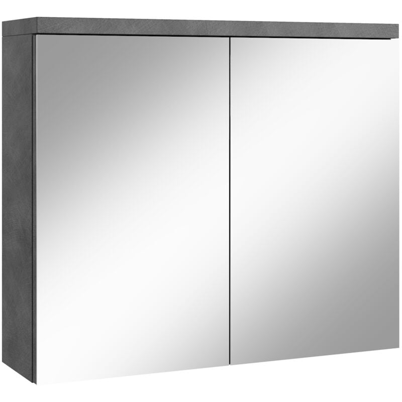 foto del prodotto badplaats armadietto a specchio toledo 80 x 60cm grigio scuro specchio armadietto