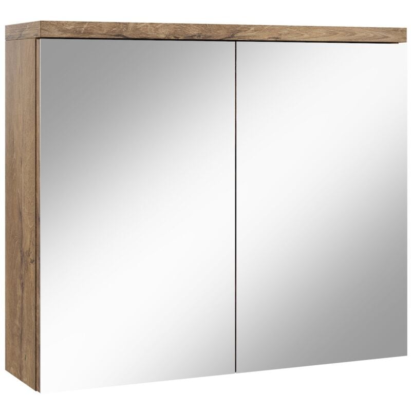 foto del prodotto badplaats armadietto a specchio toledo 80 x 60cm rovere marrone specchio armadietto