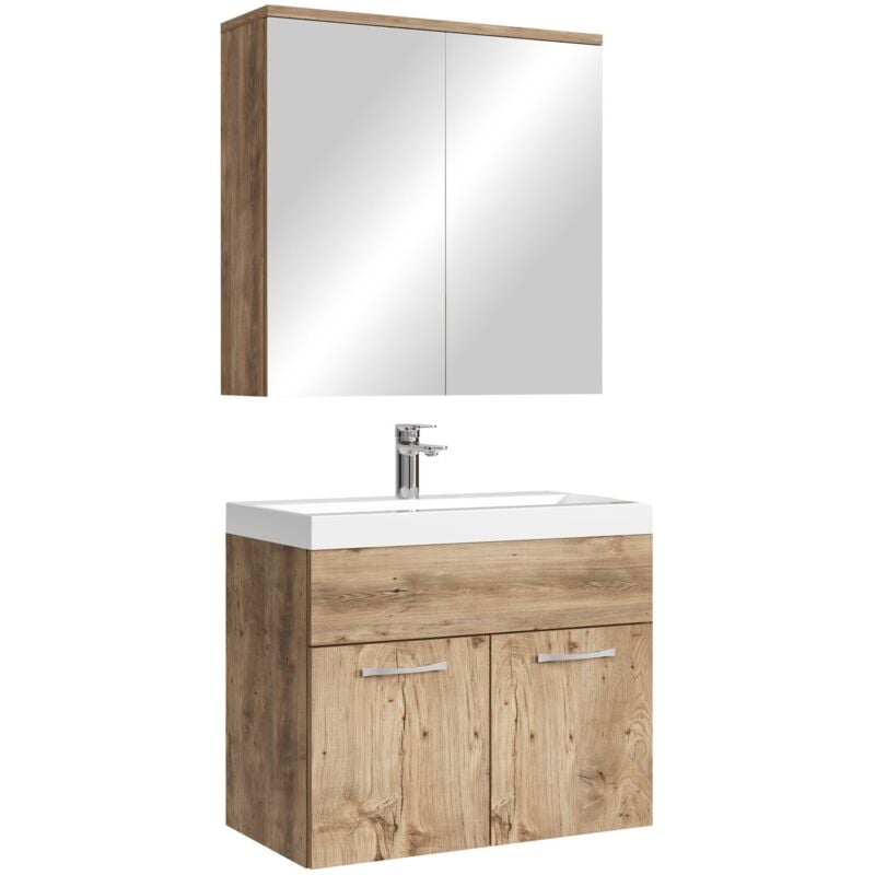 foto del prodotto badplaats mobile da bagno montreal 01 60cm rovere castagno armadio armadietto a specchio