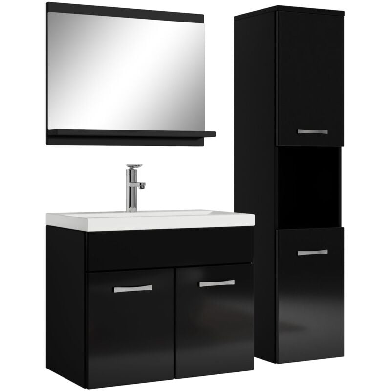 foto del prodotto badplaats mobile da bagno montreal 60cm nero lucido armadio mobiletto lavabo