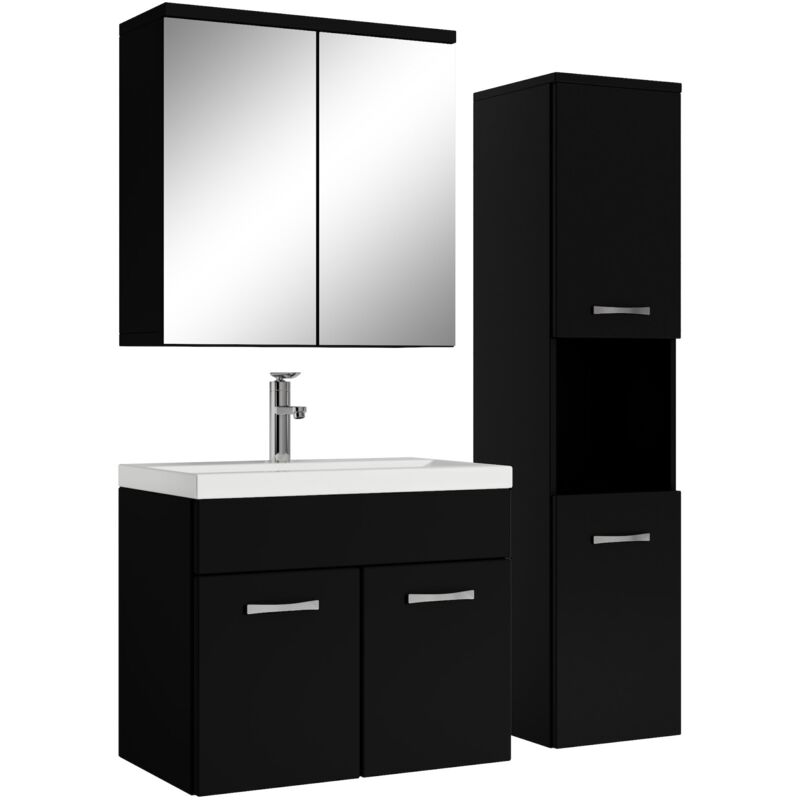 foto del prodotto badplaats mobile da bagno montreal 60cm nero opaco armadio armadietto a specchio