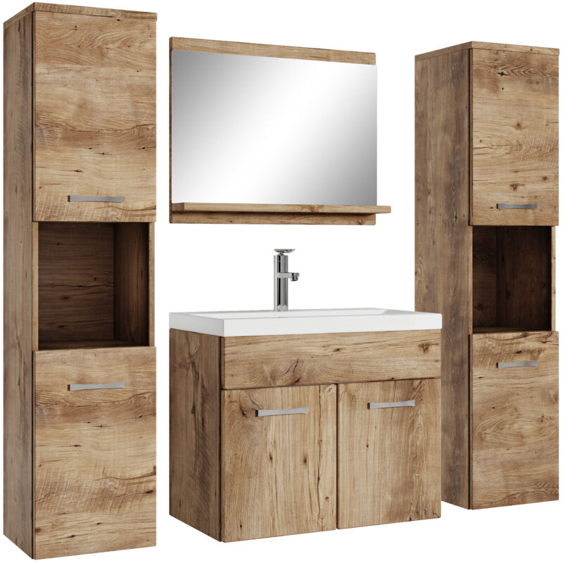 foto del prodotto badplaats mobile da bagno montreal xl 60cm rovere castagno armadio mobiletto lavabo