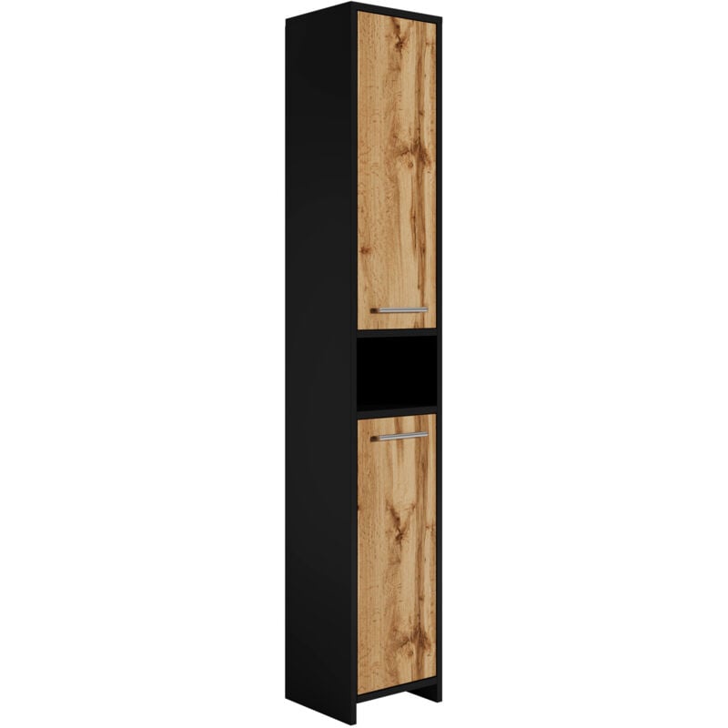 foto del prodotto badplaats mobile da bagno nemo 32 x 29 x 190 cm rovere e nero opaco mobile a colonna