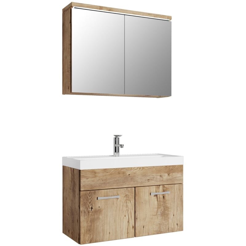 foto del prodotto badplaats mobile da bagno paso 02 80cm rovere castagno armadio mobiletto lavabo