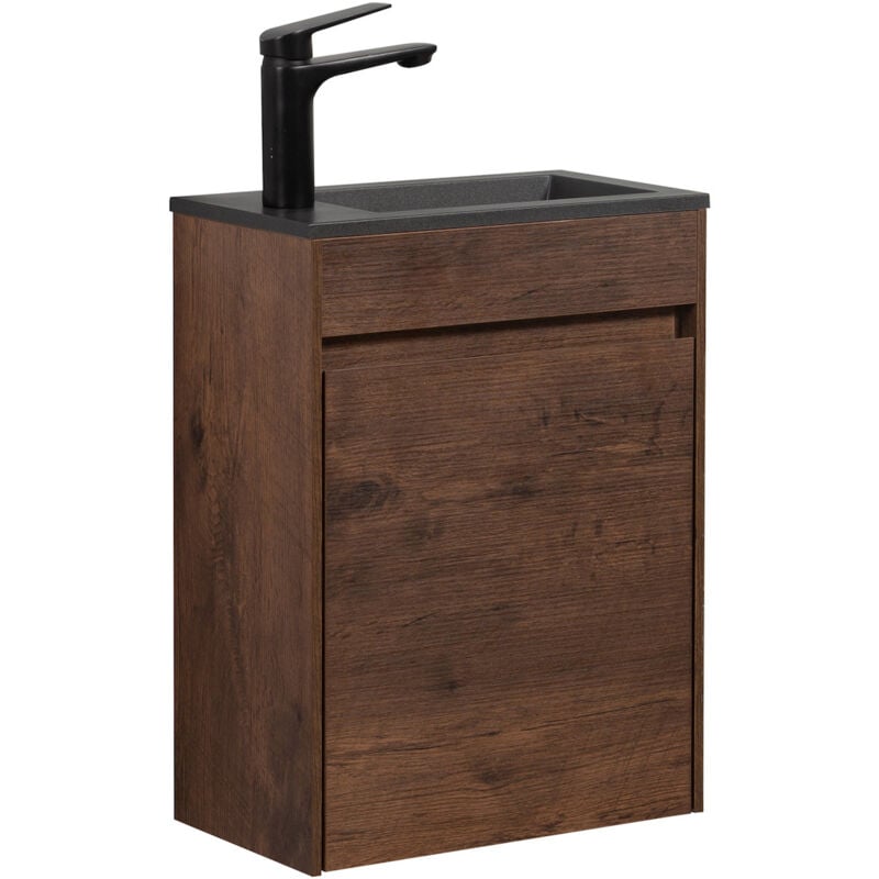 foto del prodotto badplaats - mobile da bagno sinta 40 x 22 cm marrone lavabo nero - mobile contenitore
