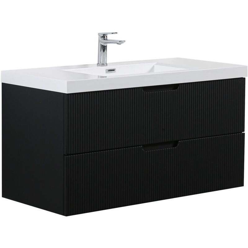 foto del prodotto badplaats - mobile da bagno thermis 100 cm nero opaco mobile contenitore mobile lavabo