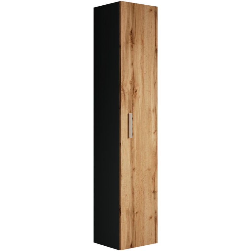 foto del prodotto badplaats mobiletto del bagno pluto 150cm nero opaco con rovere mobiletto armadietto