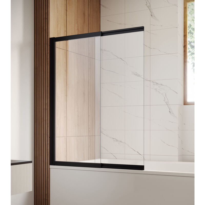 foto del prodotto badplaats - parete vasca 130 x 140 cm - profili neri spessore 5 mm