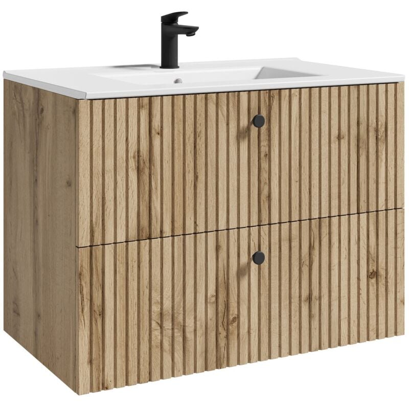 foto del prodotto badplaats set mobili da bagno saros 80 x 45 cm rovere mobile bagno con lavabo