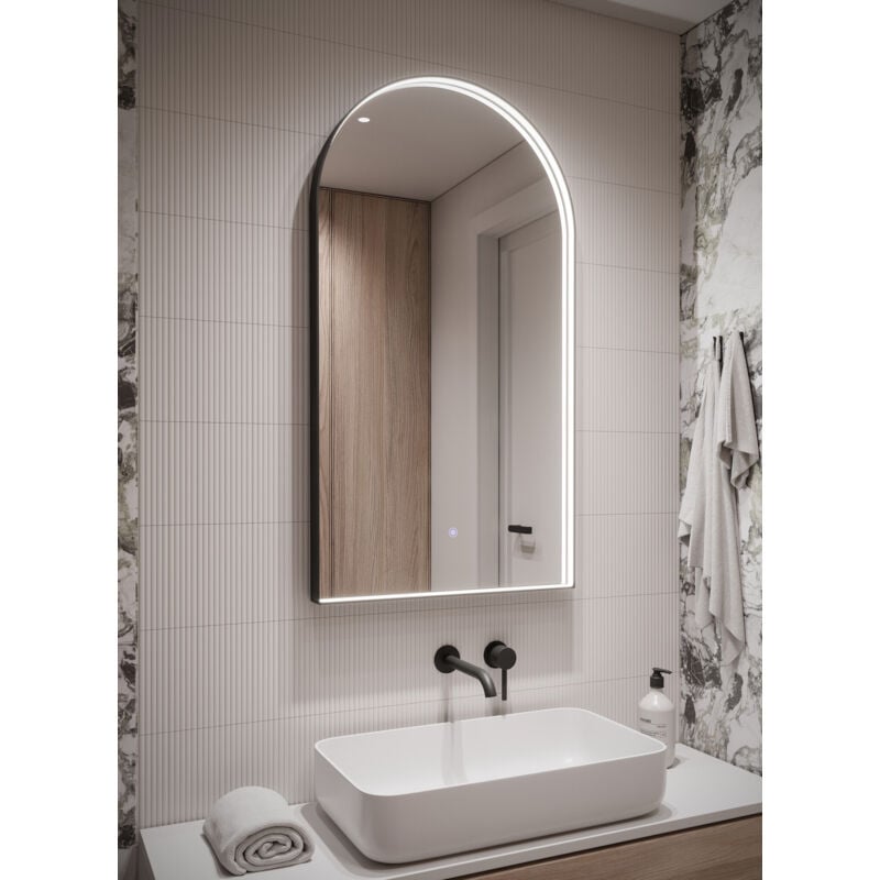 foto del prodotto badplaats - specchio da bagno aberdeen led - 45 x 100 cm - specchio da doccia