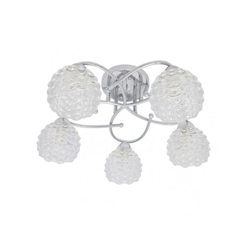 foto del prodotto bagan lampada a 5 luci con paralume in vetro , cromo 23x49x49 fabrilamp