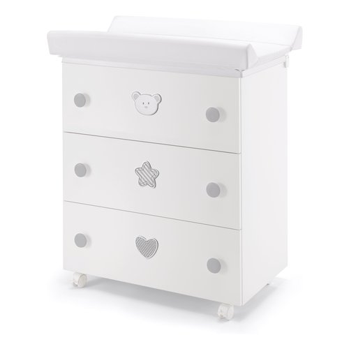 foto del prodotto bagnetto fasciatoio pali 0533toongr birillo 3 cassetti bianco e grigio