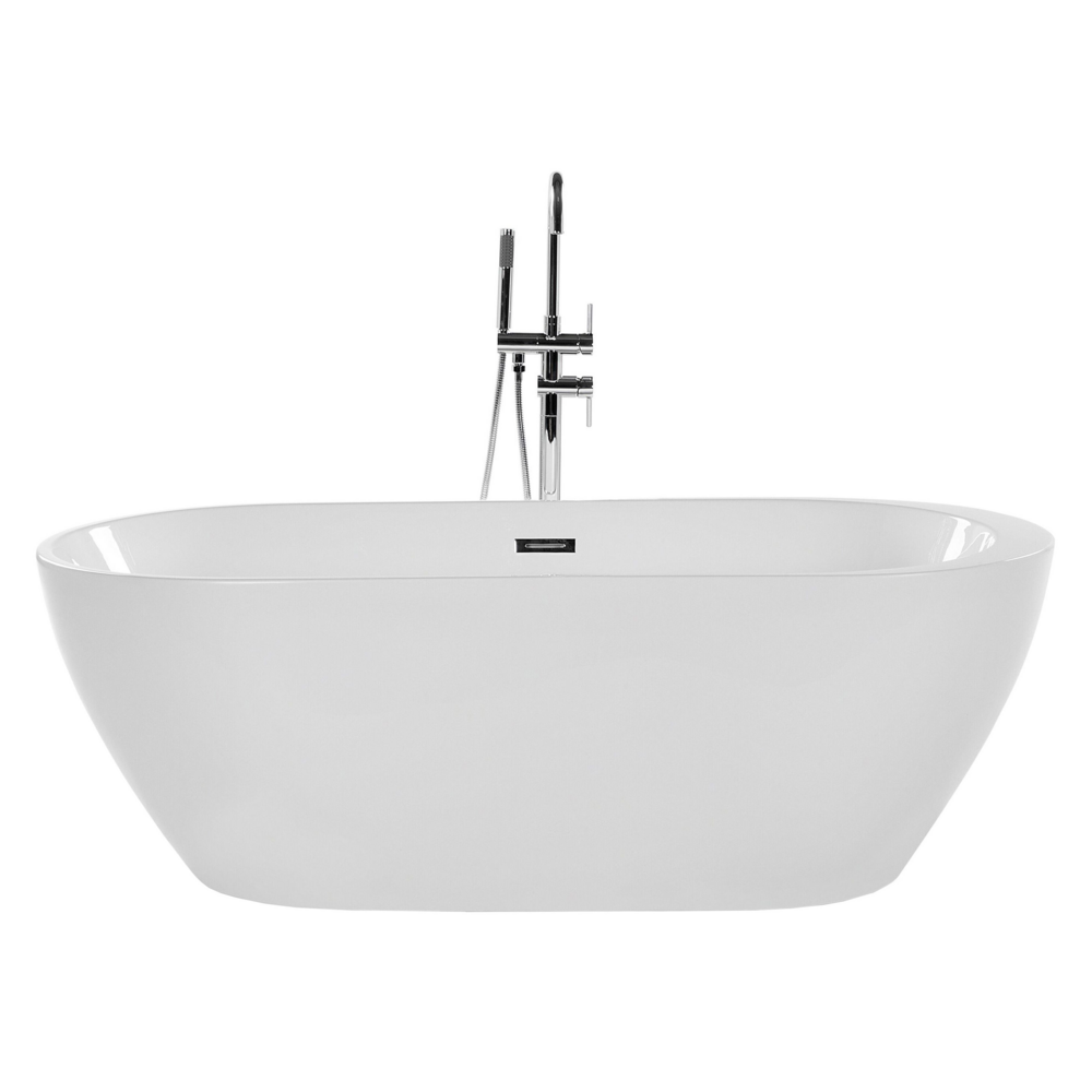 foto del prodotto bagno bianco con argento sanitario acrilico singolo 150 x 75 cm autoportante moderno