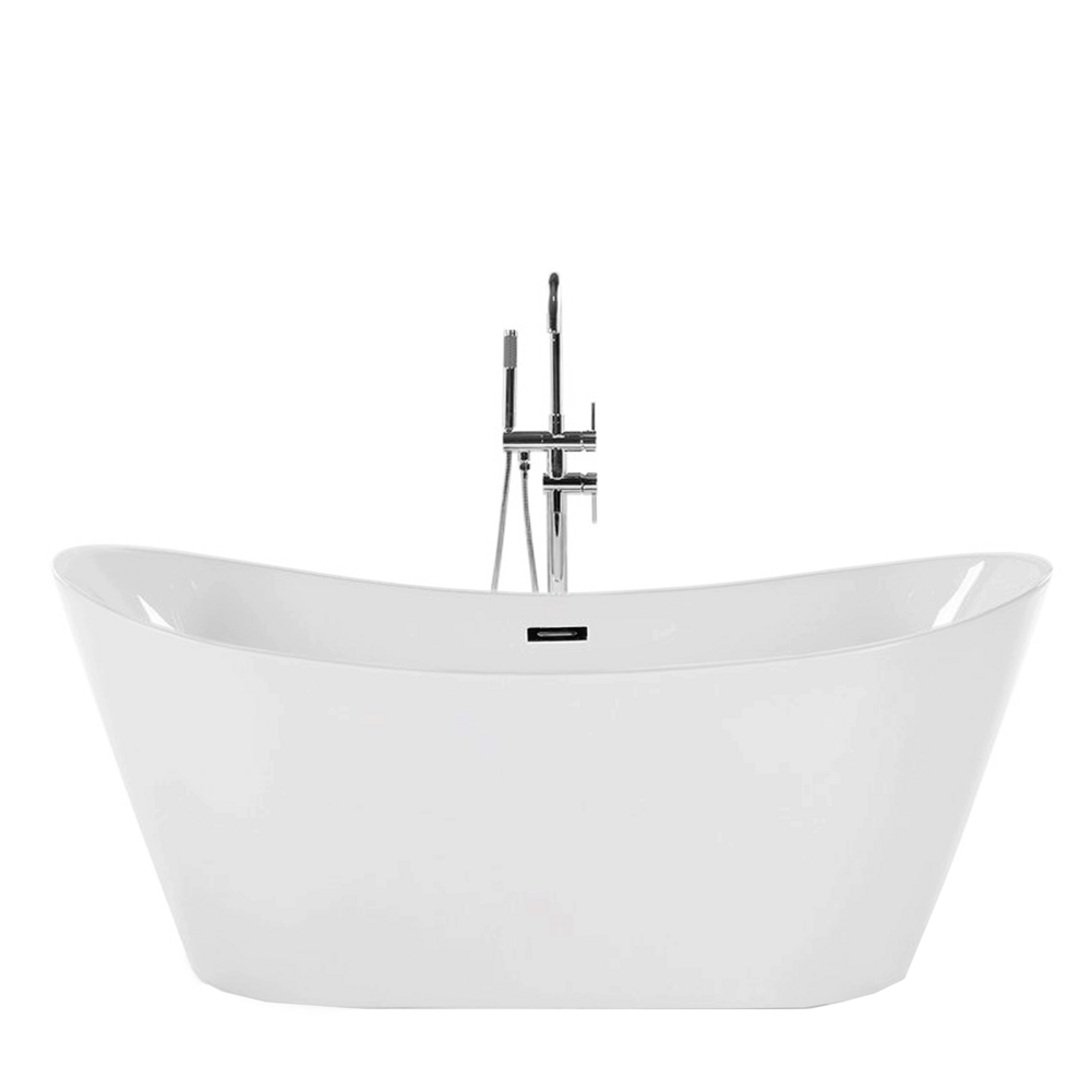 foto del prodotto bagno bianco con argento sanitario acrilico singolo 150 x 75 cm autoportante moderno