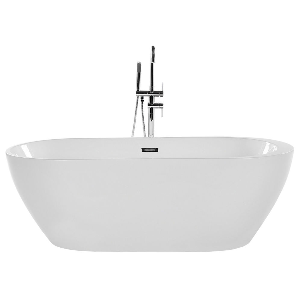 foto del prodotto bagno bianco con argento sanitario acrilico singolo 160 x 75 cm autoportante moderno