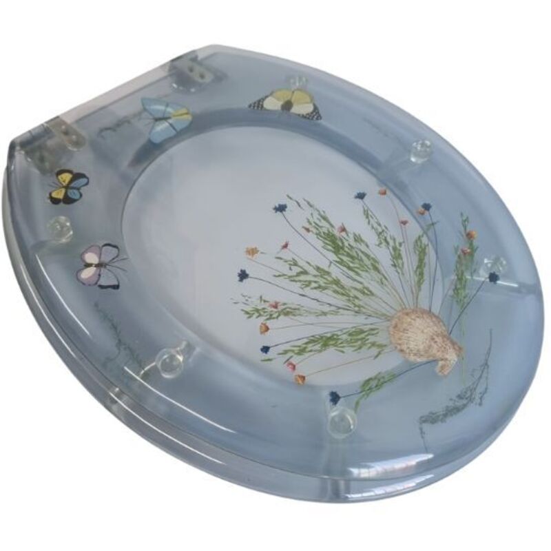 foto del prodotto bagno expert copriwater decoro floreale in resina trasparente forma universale