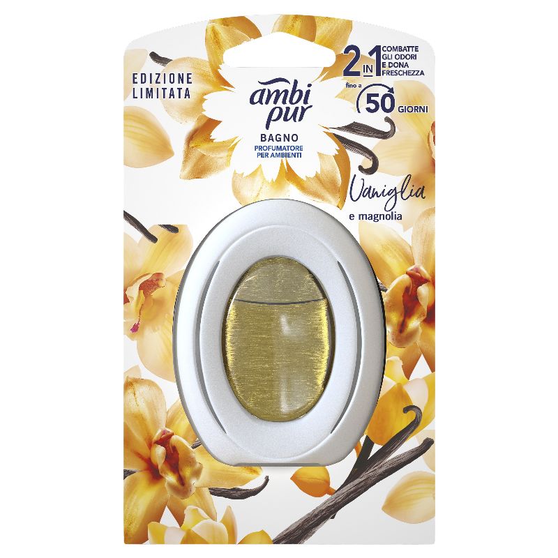 foto del prodotto bagno profumatore biscotto alla vaniglia durata fino a 50 giorni 7.5 ml ambipur