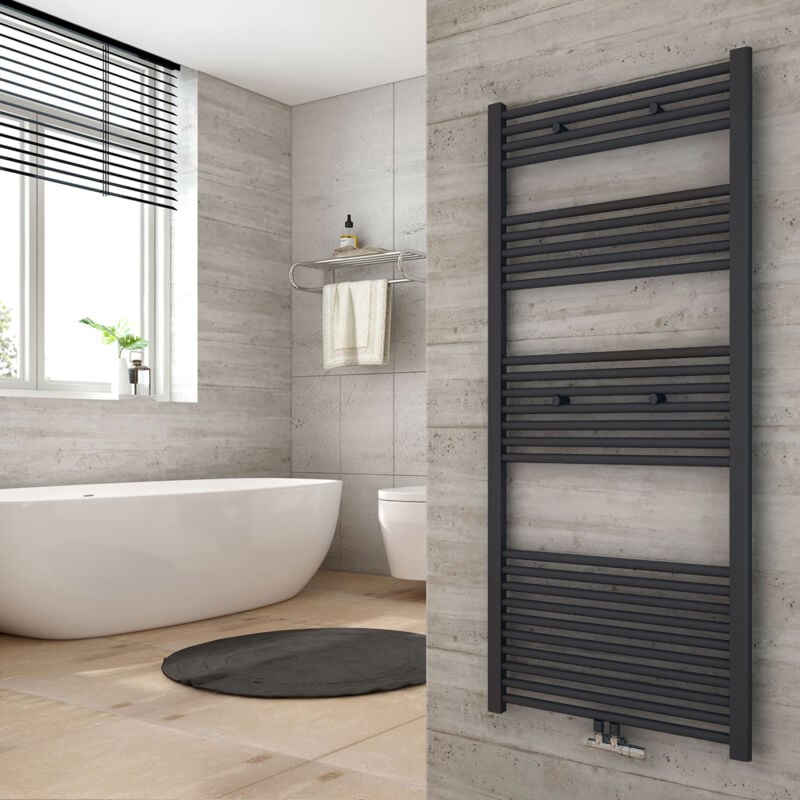 foto del prodotto bagno radiatore asciugamani riscaldamento 1400 x 600 mm antracite radiatore asciugamani collegamento centrale scaldasalviette heilmetz
