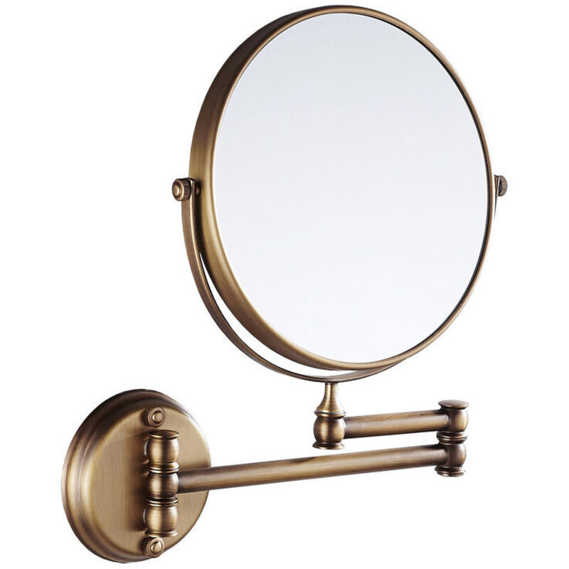 foto del prodotto bagno wc camera da letto ingrandimento 3x specchio per trucco girevole pieghevole bifacciale a parete specchio per trucco rotondo in ottone girevole