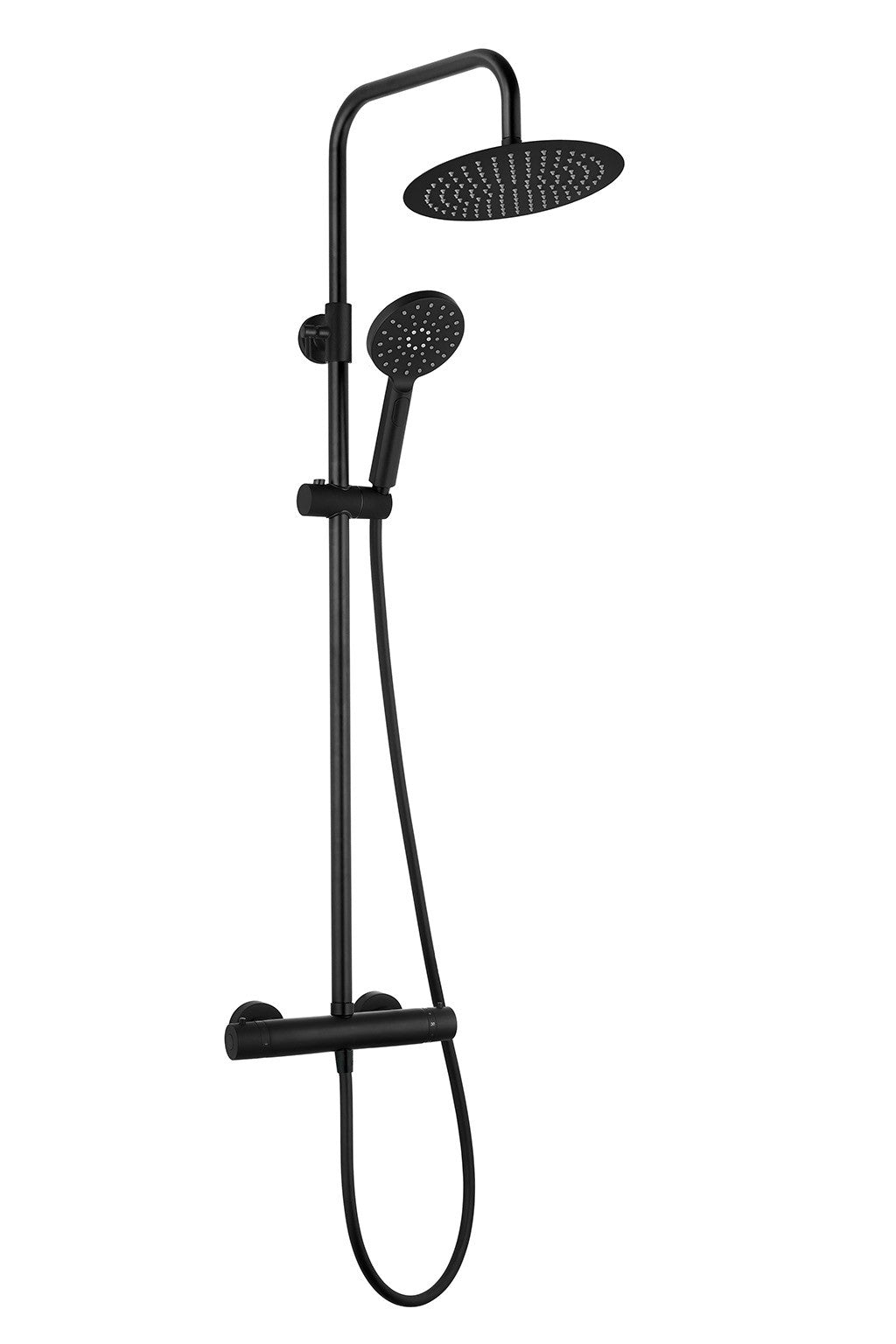 foto del prodotto bagnoclic colonna doccia con termostatico,set doccia nero opaco, stile tondo