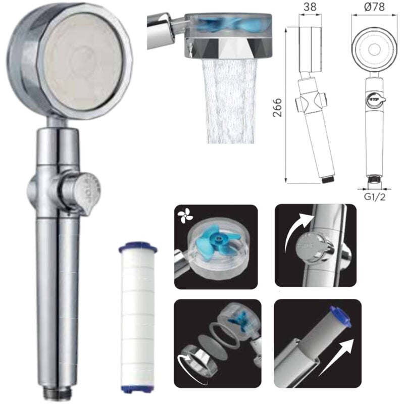 foto del prodotto bagnoclic doccetta abs 1 getto, risparmio acqua, ispezionabile con filtro in cotone