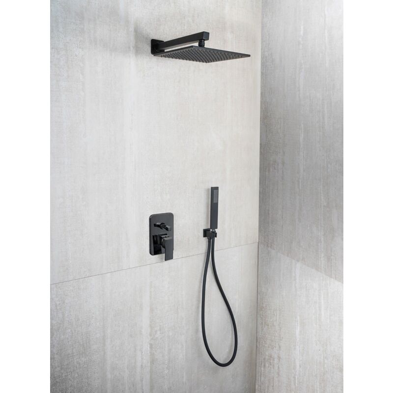 foto del prodotto bagnoclic kit completo doccia design quadrato nero opaco