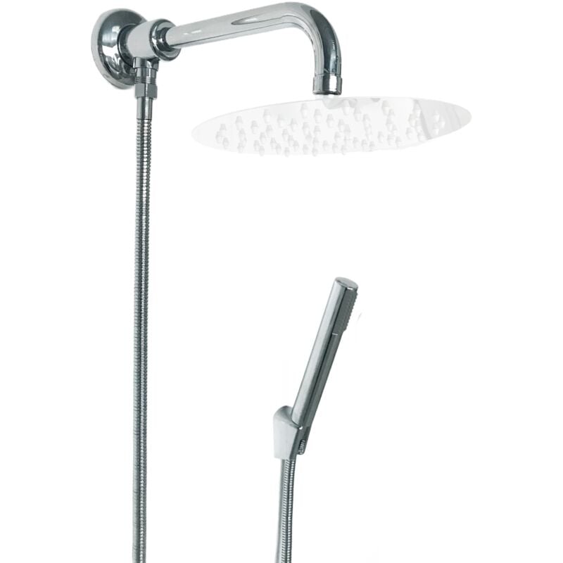 foto del prodotto bagnoclic kit doccia deviatore a pressione con doccetta tonda, braccio cm 40