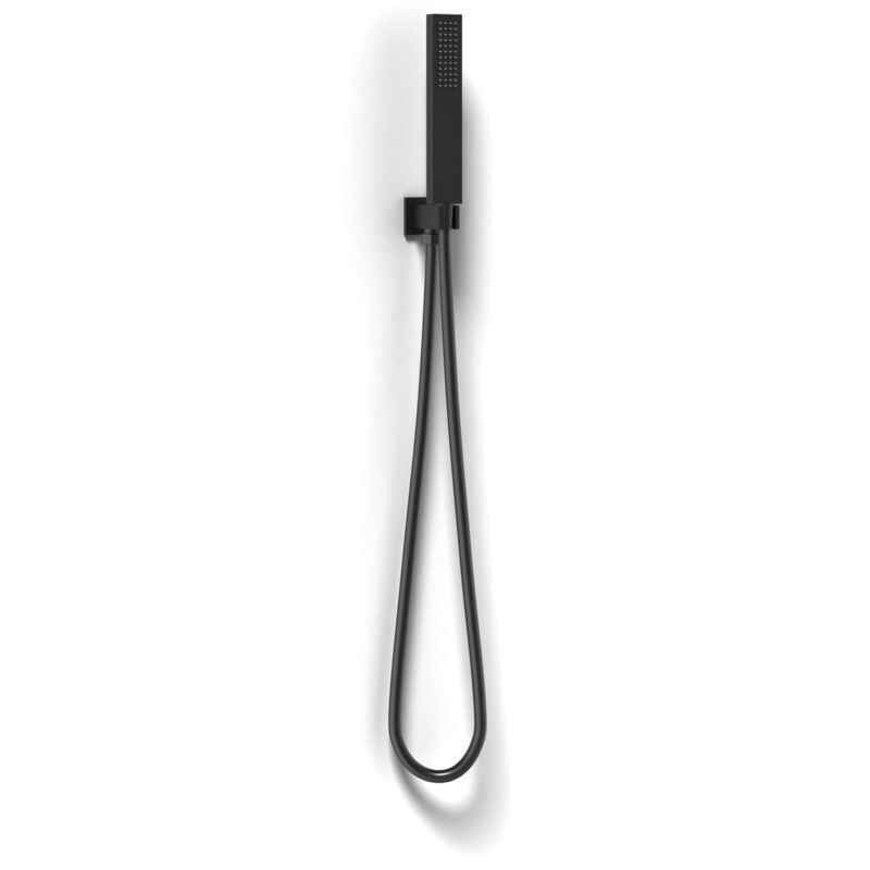 foto del prodotto bagnoclic kit quadrato doccetta e supporto con presa acqua nero opaco