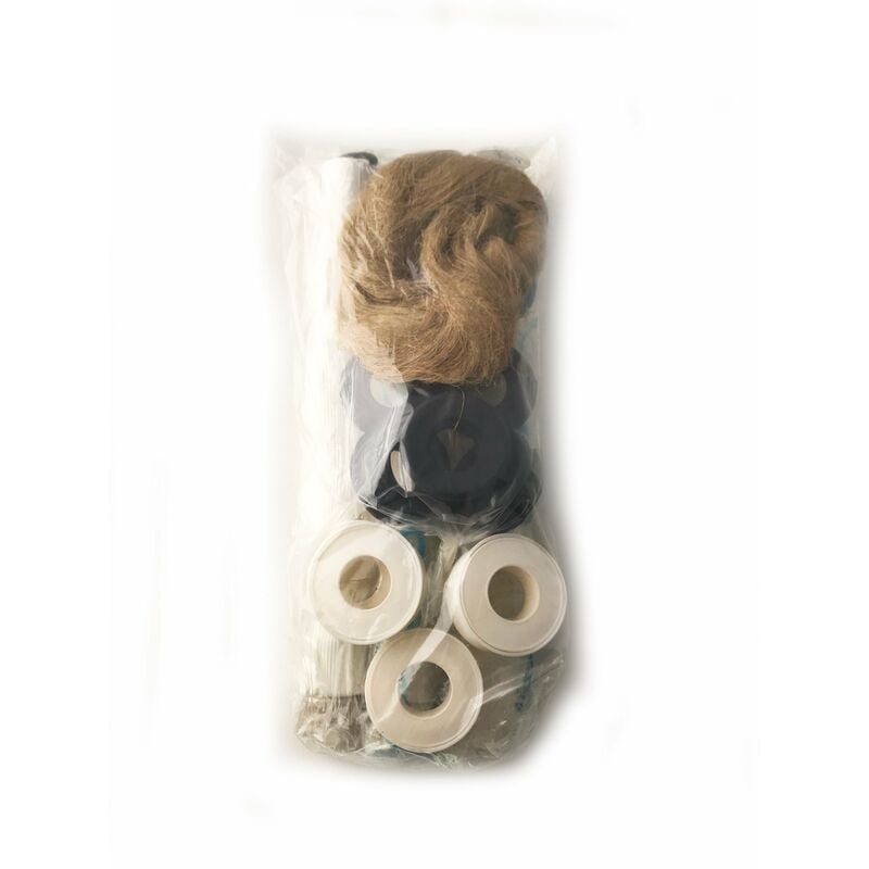 foto del prodotto bagnoclic kit set per idraulico composto sifone, teflon, canapa, morsetti