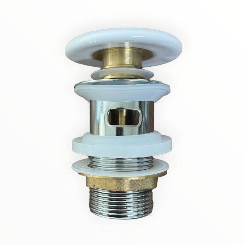 foto del prodotto bagnoclic piletta click clack da 1 1 4 con troppo pieno, e tappo in ceramica