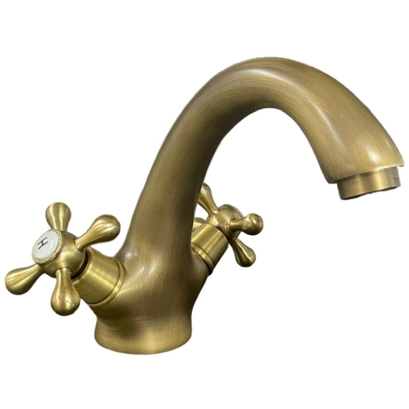 foto del prodotto bagnoclic rubinetto bagno per lavabo vintage bronzato stile antico, piletta inclusa