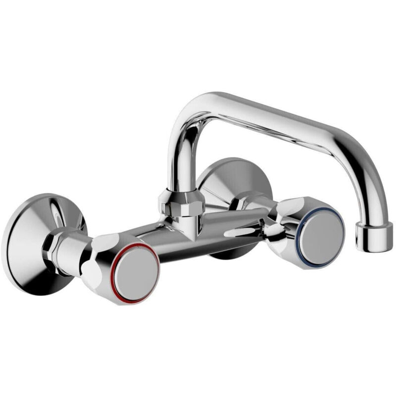 foto del prodotto bagnoclic rubinetto lavello a muro parete per cucina o lavanderia canna cm 25