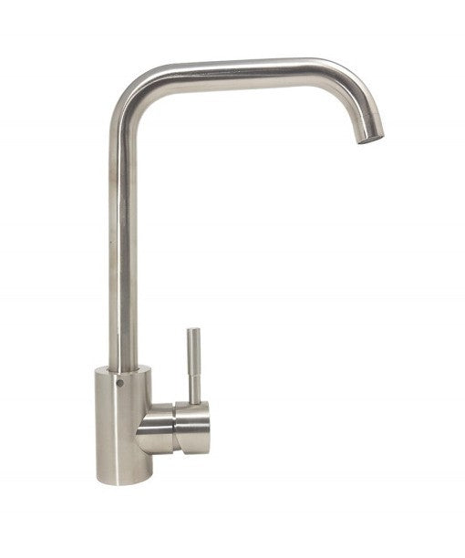 foto del prodotto bagnoclic rubinetto miscelatore per cucina in acciaio inox satinato con canna girevole