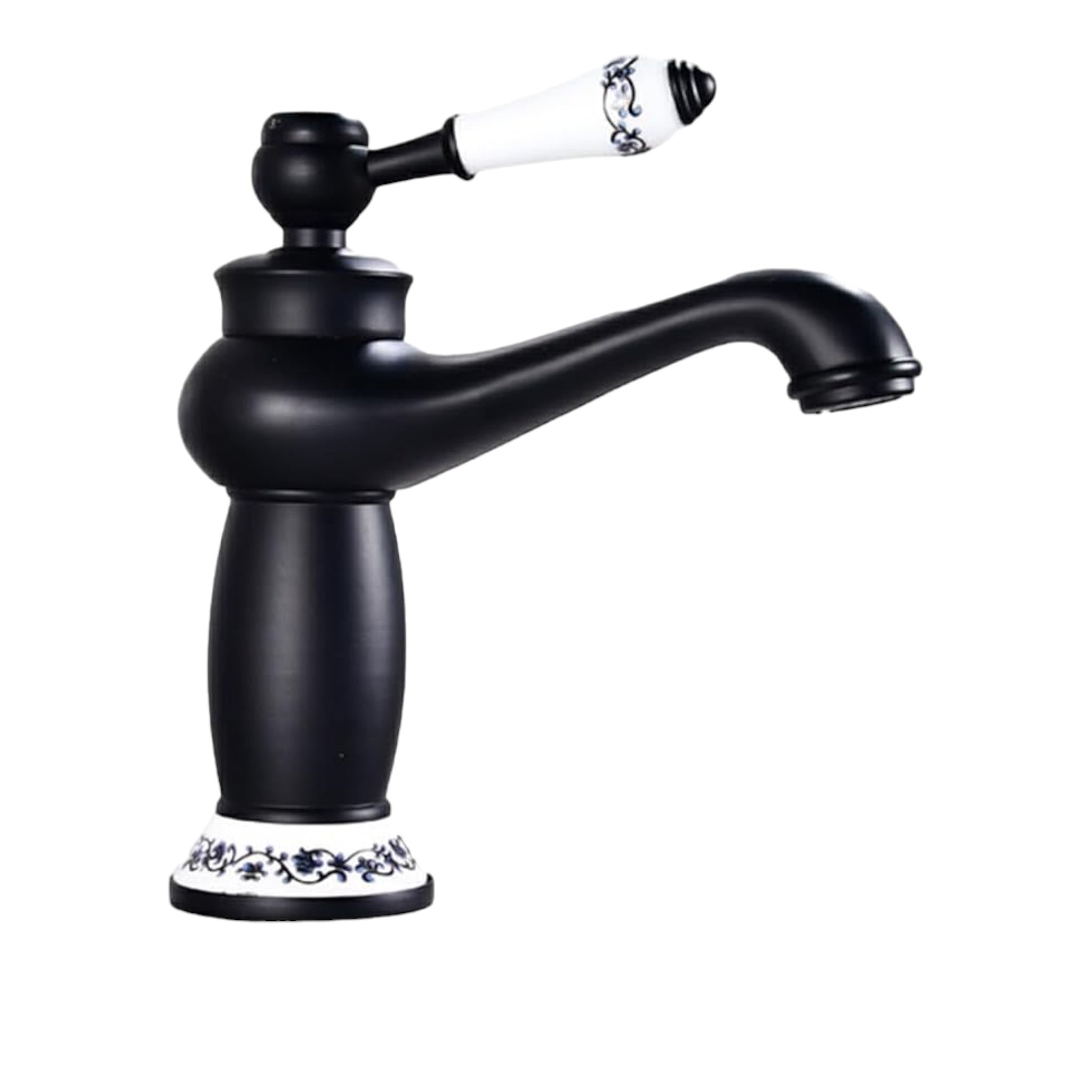 foto del prodotto bagnoclic rubinetto miscelatore per lavabo bagno vintage nero con dettagli in ceramica