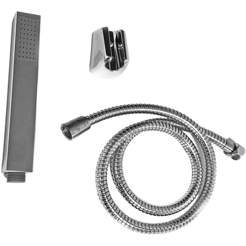 foto del prodotto bagnoclic set doccia minimalista, doccetta squadrata con flessibile cm 120