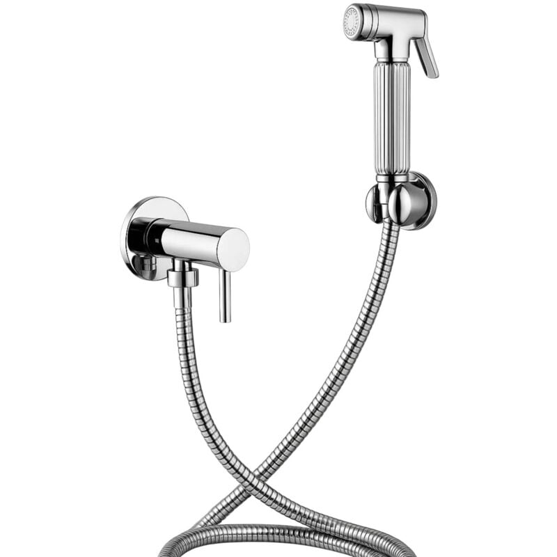 foto del prodotto bagnoclic set idroscopino con rubinetto tutto in ottone,flessibile 120 cm