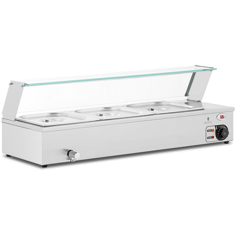 foto del prodotto bagnomaria 2.000 watt 3 x gn 1 2 rubinetto di scarico coperchio in vetro 14 0004222