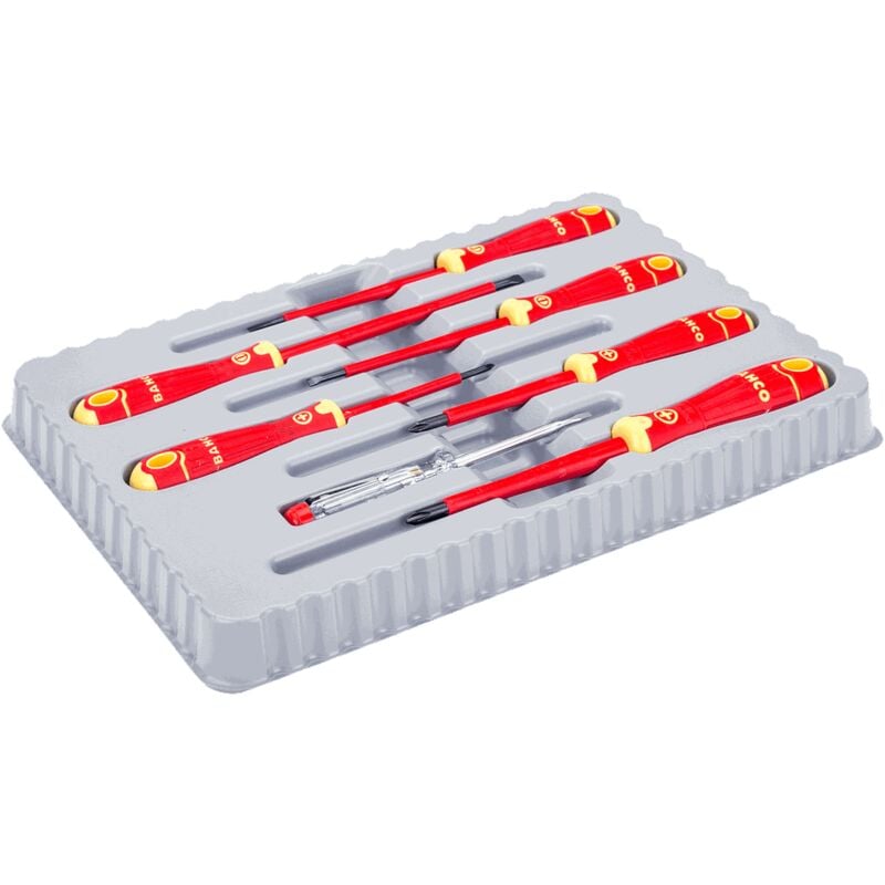 foto del prodotto bahco set di cacciaviti isolati fit vde con impugnatura multicomponente e tester di tensione 150 250 v b220.027