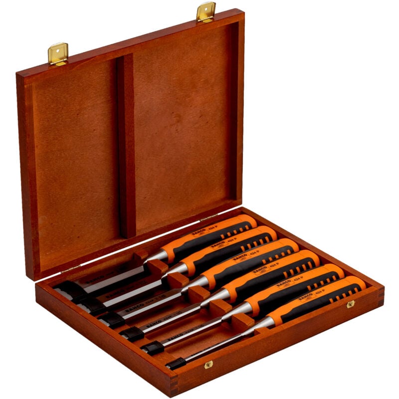 foto del prodotto bahco set di scalpelli in scatola di legno 6 pezzi, 6,10,12,18,25,32 mm