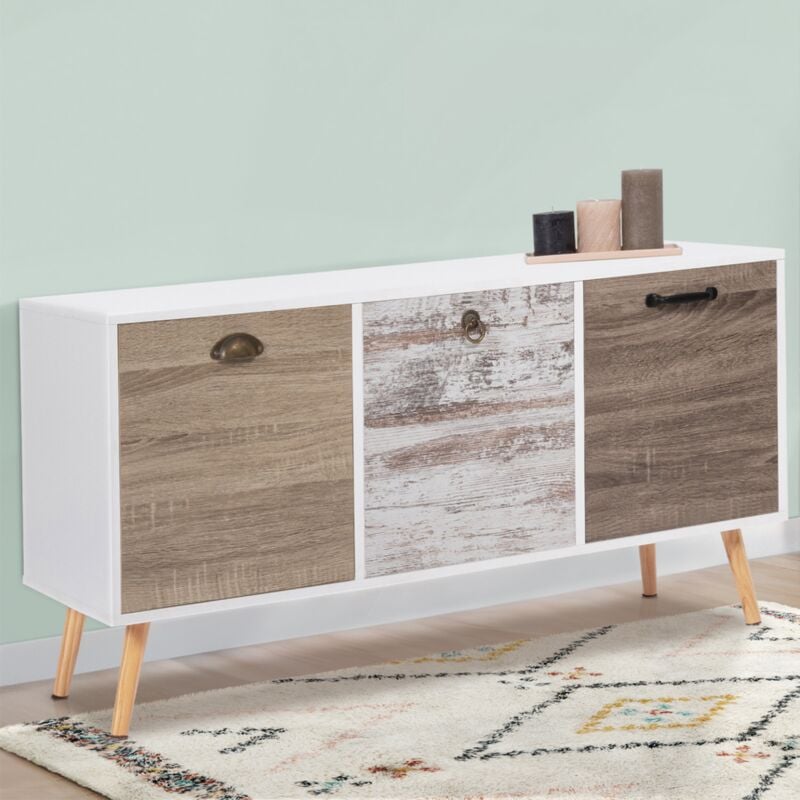 foto del prodotto bahia 113 cm credenza bassa scandinava a 3 ante