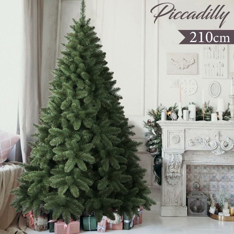 foto del prodotto bakaji albero di natale 210 cm piccadilly super folto 850 rami pino verde base croce
