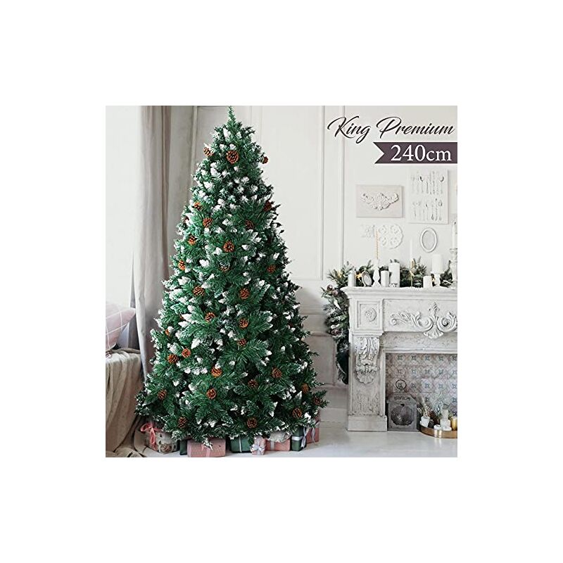 foto del prodotto bakaji albero di natale 250cm king premium verde innevato 1600 rami folto con pigne