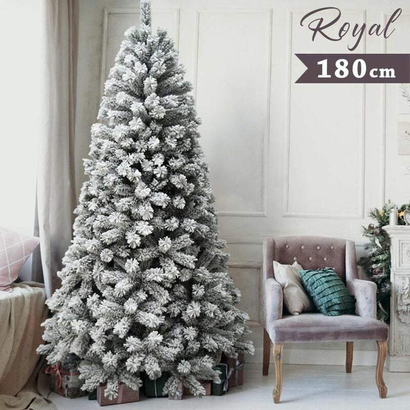 foto del prodotto bakaji albero di natale innevato royal 180cm 655 rami super folto effetto neve reale