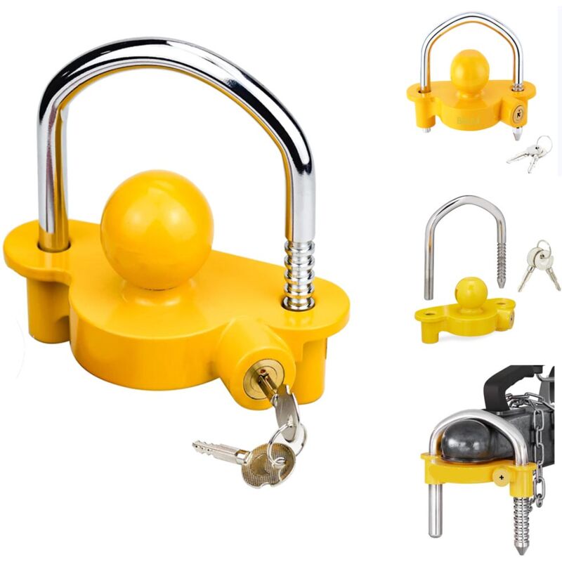 foto del prodotto bakaji antifurto rimorchio lucchetto per traino caravan universale gancio a sfera 2 key